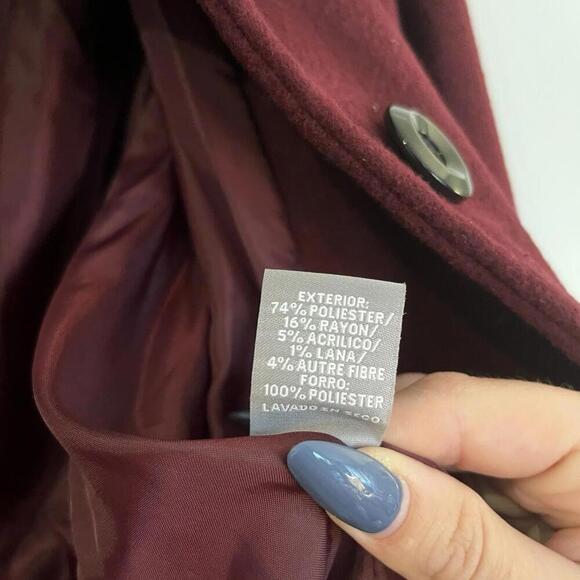 Valerie Stevens Womens Jacket with Tie‎ Belt Burgundy Large Wool Large Buttons - Picture 10 of 14
